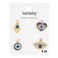 Blue & Gold Evil Eye Charms by Bead Landing™