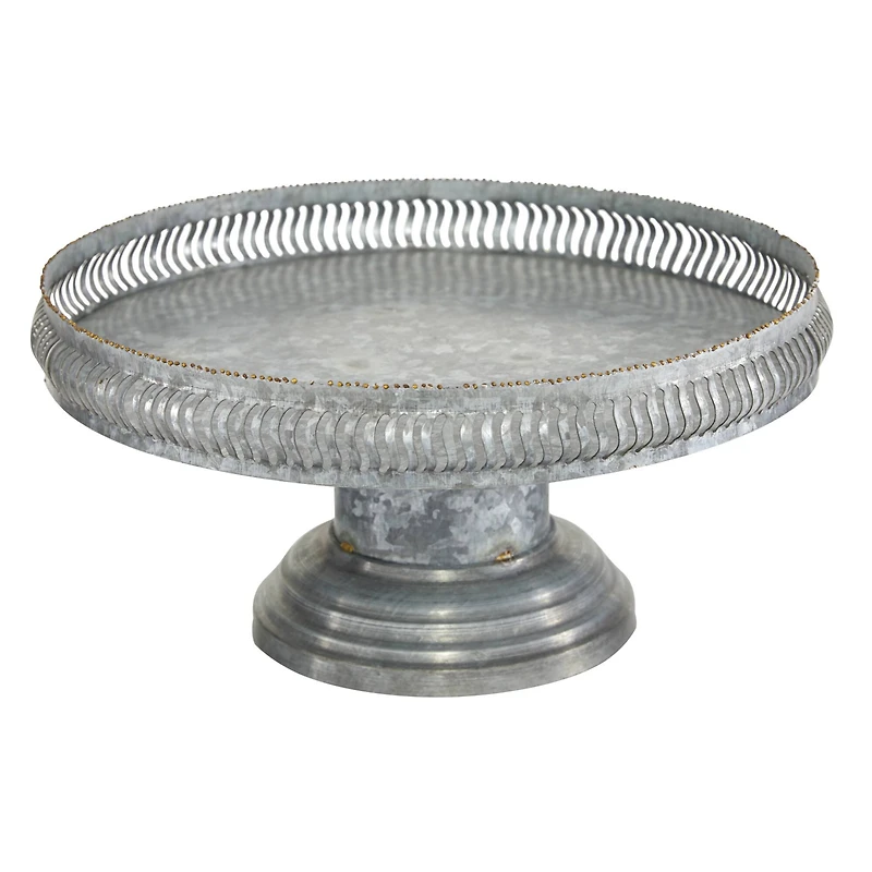 Set of 2 Grey Metal Farmhouse Cake Stand, 16", 12"