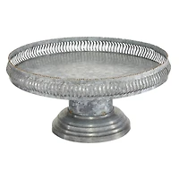 Set of 2 Grey Metal Farmhouse Cake Stand, 16", 12"