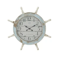 Blue Coastal Wood Wall Clock