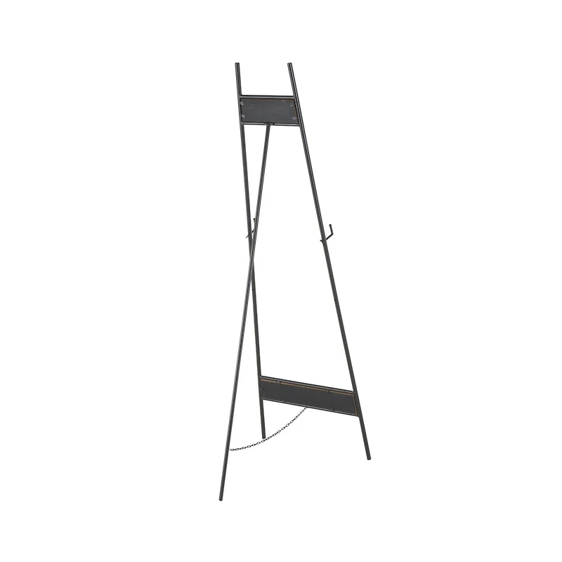 57.5" Black Metal Easel with Wood Accents