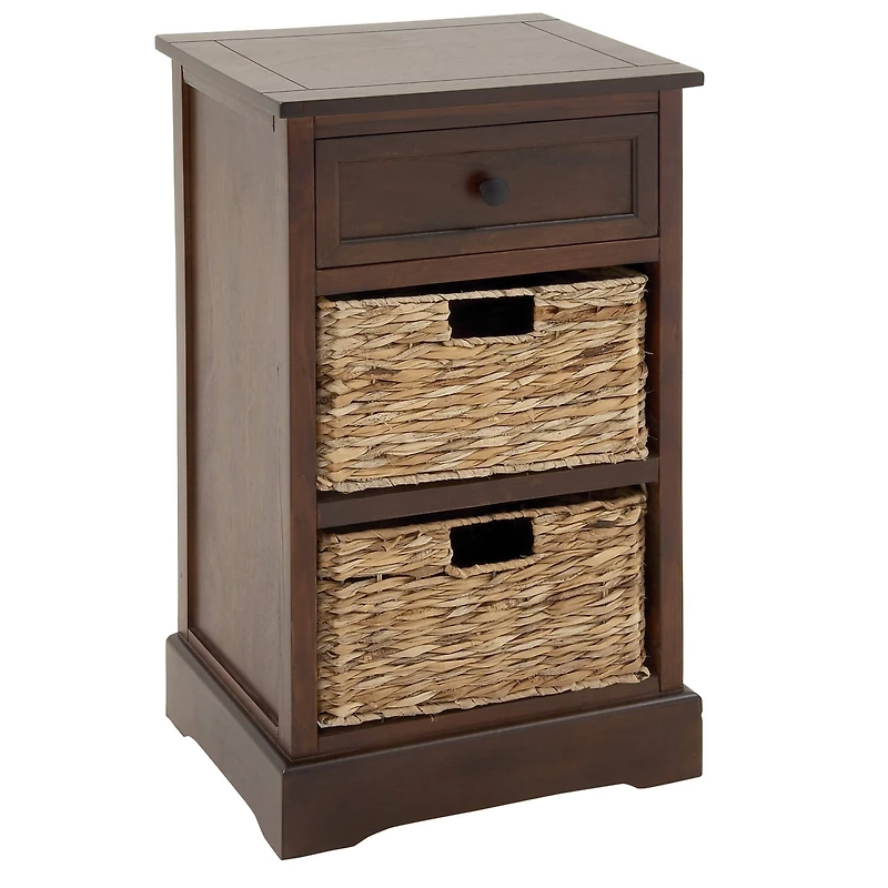 28" Brown Traditional Wood Storage Unit