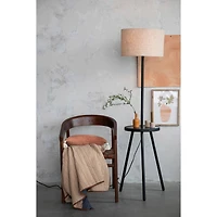Hello Honey® 63" Natural Scandinavian Wood Table Lamp with Shelf and Linen Shade