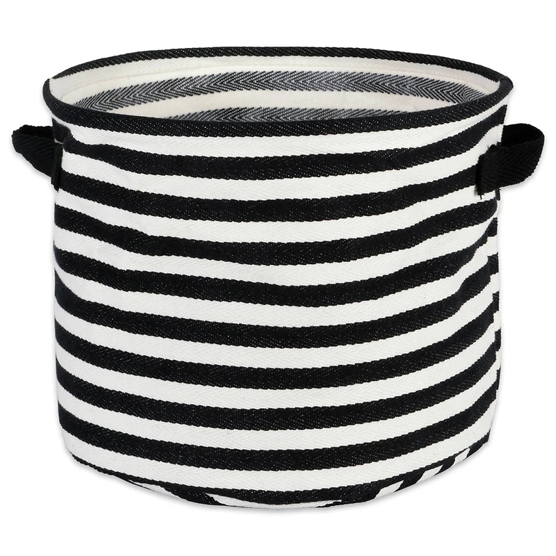DII® Round Stripes PE-Coated Herringbone Woven Cotton Laundry Bin Set