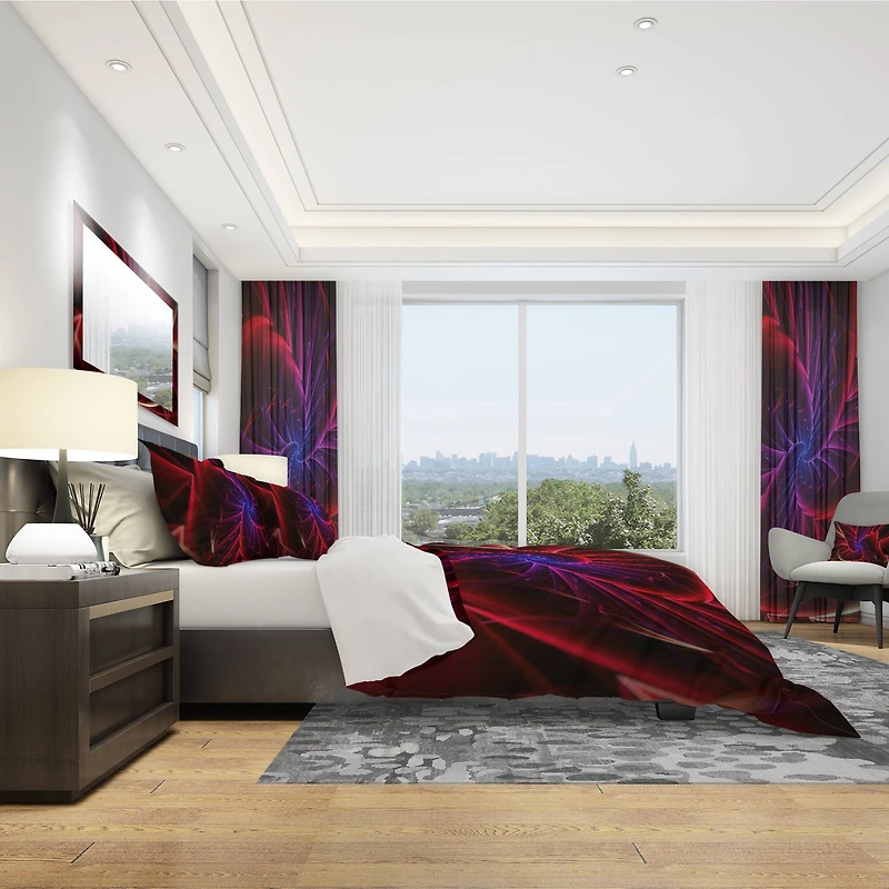 Designart 'Purple & Red Entanglement Abstract' Modern & Contemporary Bedding Set