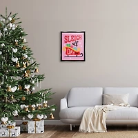 Stupell Industries Sleigh All Day Bold Gift Sled Framed Floater Canvas Wall Art