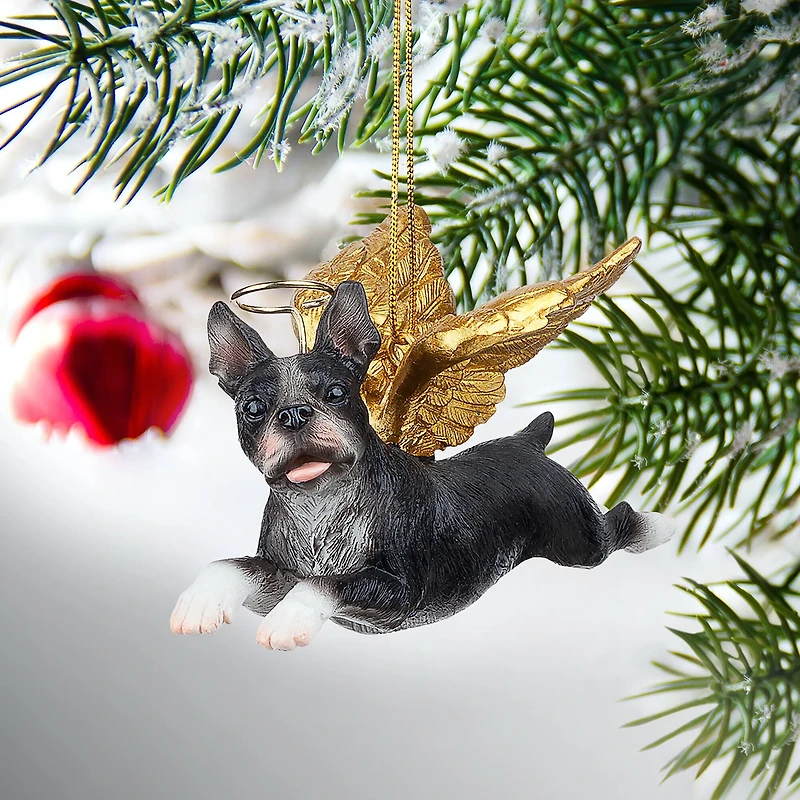 Design Toscano Honor the Pooch Boston Terrier Holiday Dog Angel Ornament