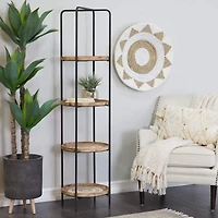 Brown Wood Traditional Shelving Unit 64" x 17" x 17"