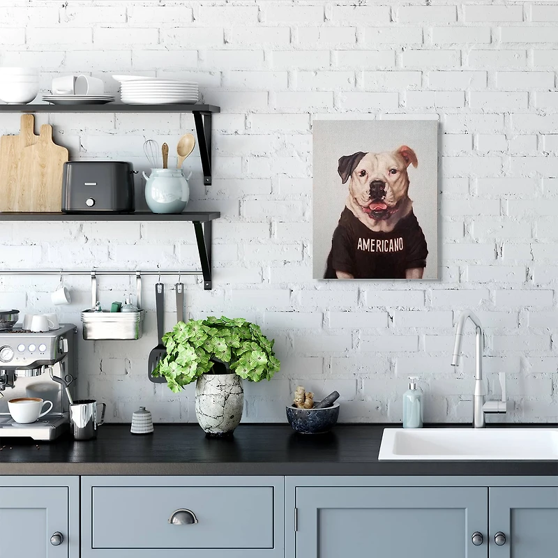 Stupell Industries American Bulldog in Americano T-Shirt Canvas Wall Art