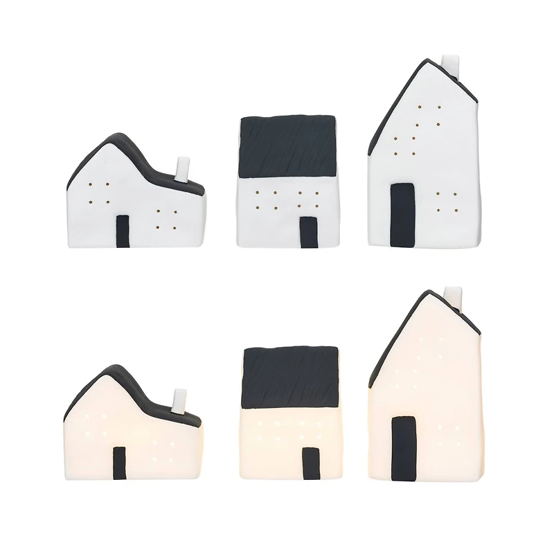 Hello Honey® Black & White Stoneware LED House Décor Set