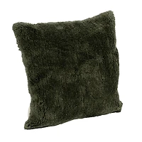 Hello Honey® Forest Green Cotton Tufted Pillow with Natural Chambray Back