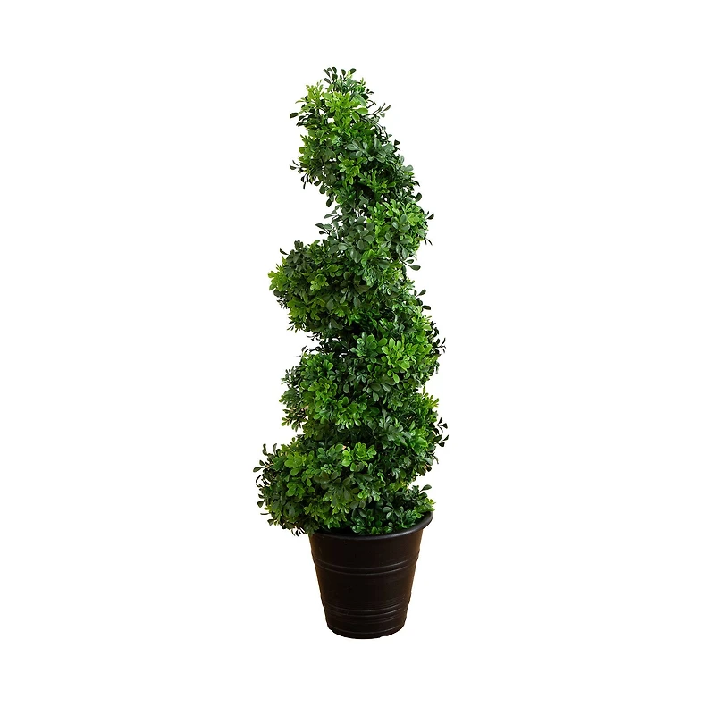 3ft. UV-Resistant Boxwood Spiral Topiary Artificial Tree in Decorative Planter