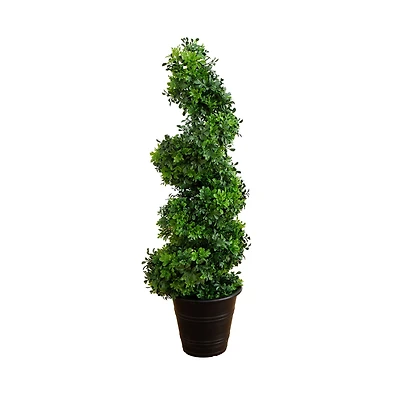 3ft. UV-Resistant Boxwood Spiral Topiary Artificial Tree in Decorative Planter