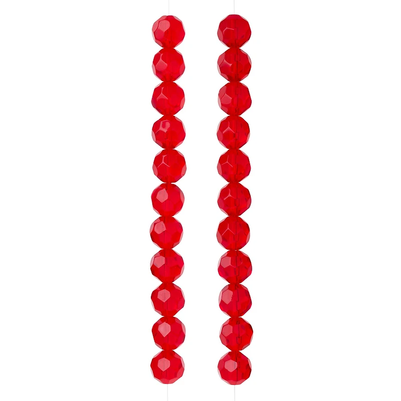 Ruby Faceted Glass Round Beads, 14mm by Bead Landing™