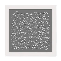 Away in a Manger White Framed Canvas Wall Art