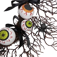 24'' Unlit Eyeballs and Spiders Halloween Twig Wreath