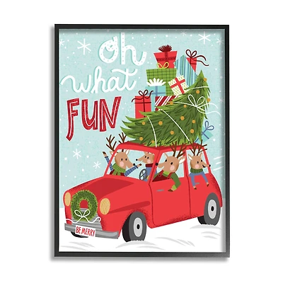 Stupell Industries Oh What Fun Holiday Car Framed Giclee Art
