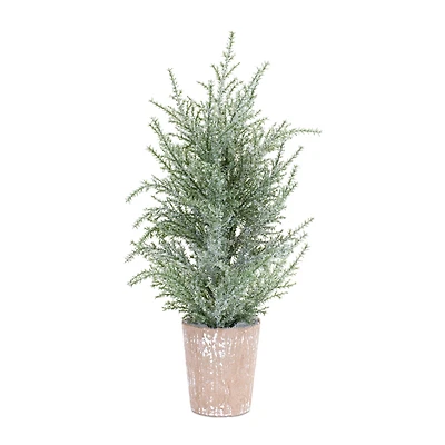 4 Pack 15" Unlit Icy Pine Artificial Potted Christmas Tree Set