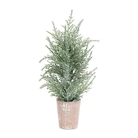 4 Pack 15" Unlit Icy Pine Artificial Potted Christmas Tree Set