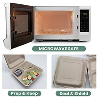 9" Natural Beige Single-Compartment Hinged Compostable Take Out Containers, 200ct.