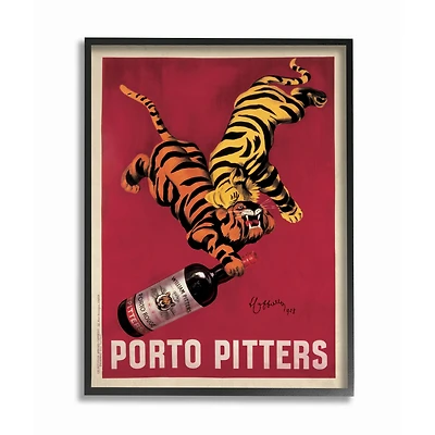 Stupell Industries Porto Pitters Vintage Poster in Black Frame Wall Art
