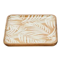 Hello Honey® Square Enameled Acacia Wood Printed Trays Set