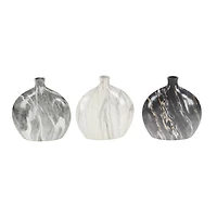 13" Marble Stoneware Contemporary Vase Set