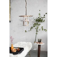 Hello Honey® 13.5" Antique Finish Tiered Metal Chandelier with Organically Shaped Hanging Glass