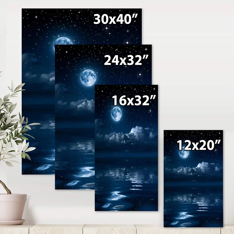 Designart - Full Moon in Cloudy Night Sky I