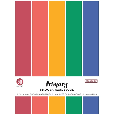 Colorbok® Primary 8.5" x 11" Cardstock Paper, 50 Sheets
