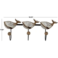 Handmade Whale Wall Hook with Black Metal & Wood Ball Accents  