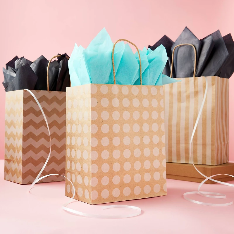 8 Packs: 13 ct. (104 total) Medium Kraft Print Gift Bags by Celebrate It™