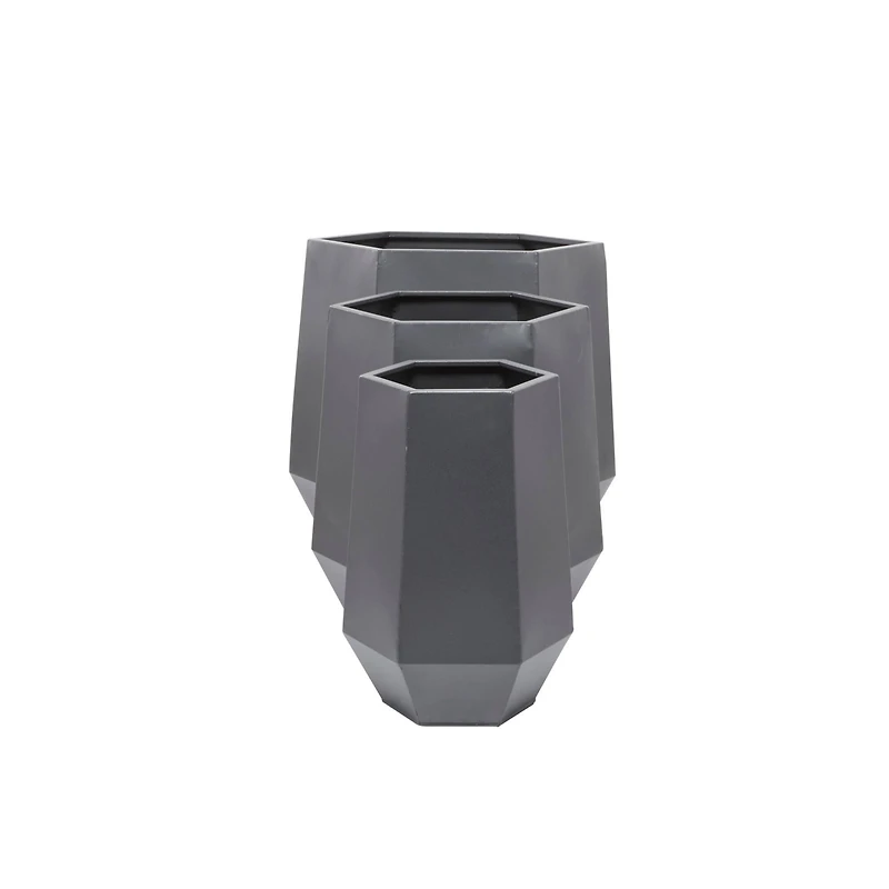 Grey Modern Planter, Set of 3" 21", 16", 11"
