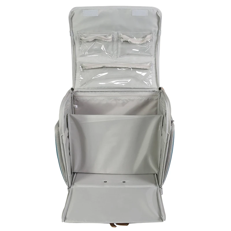 Everything Mary Blue & White Deluxe Collapsible Rolling Craft Bag