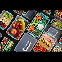 John Bead 10" Joy Filled Clear & Turquoise Stackable Storage With Handle