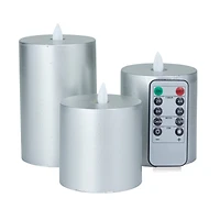 Silver Traditional Flameless Candle Set