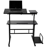 Mind Reader Black Mobile Sitting or Standing Desk