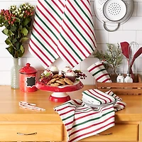 DII® Holiday Stripes Heavyweight Dishtowel & Dishcloth Set