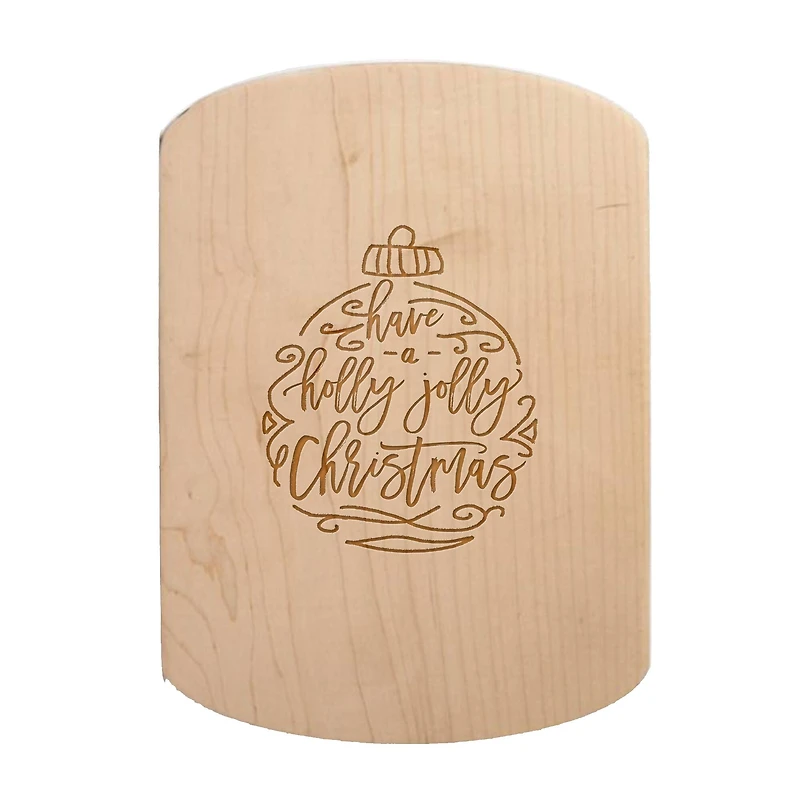 Holly Jolly Christmas Script 11" x 8" Maple Oval Cutting Board