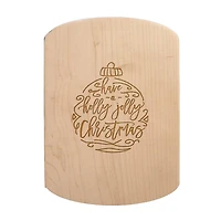 Holly Jolly Christmas Script 11" x 8" Maple Oval Cutting Board