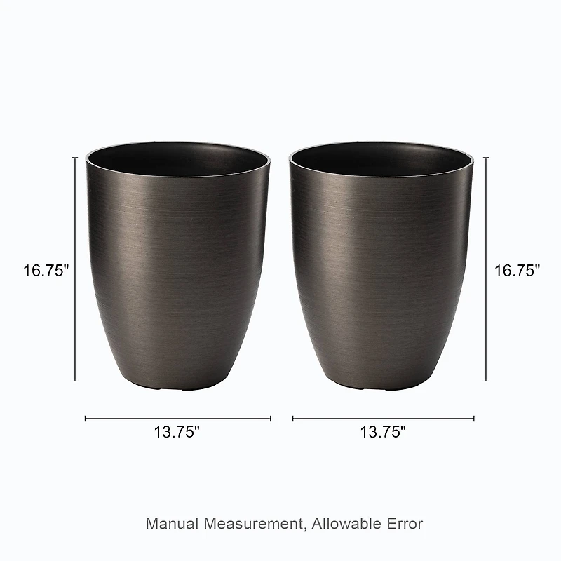 Glitzhome® 16.75" Eco-Friendly Faux Brushed Steel Texture Planters, 2ct.