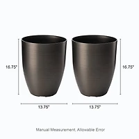 Glitzhome® 16.75" Eco-Friendly Faux Brushed Steel Texture Planters, 2ct.