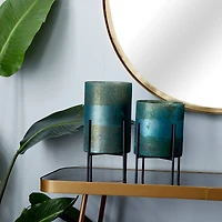 Glass Contemporary Candle Holder Set