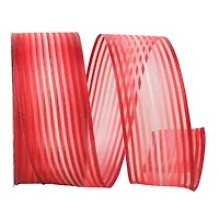 JAM Paper 1.5" x 25yd. Red Wired Sly Stripe Ribbon