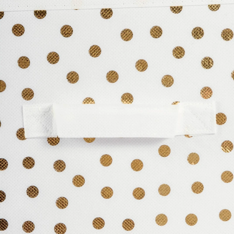 DII® 11" Nonwoven Polyester White & Gold Small Dots Storage Cube, 2ct.