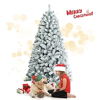 Costway 6ft. Unlit Snow Flocked Hinged Artificial Christmas Tree
