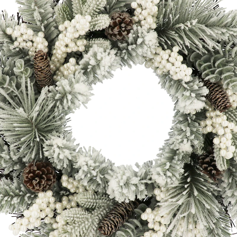 24" Snowy Pine & White Berry Wreath by Ashland®