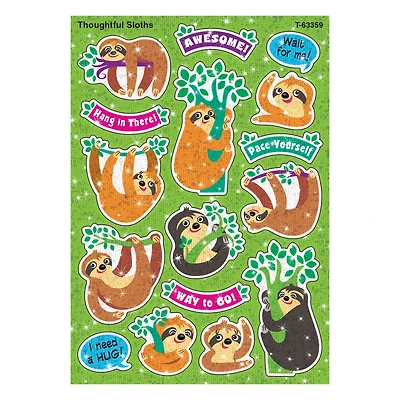 Trend Enterprises® Thoughtful Sloths Sparkle STICKERS®, 6 Packs of 32