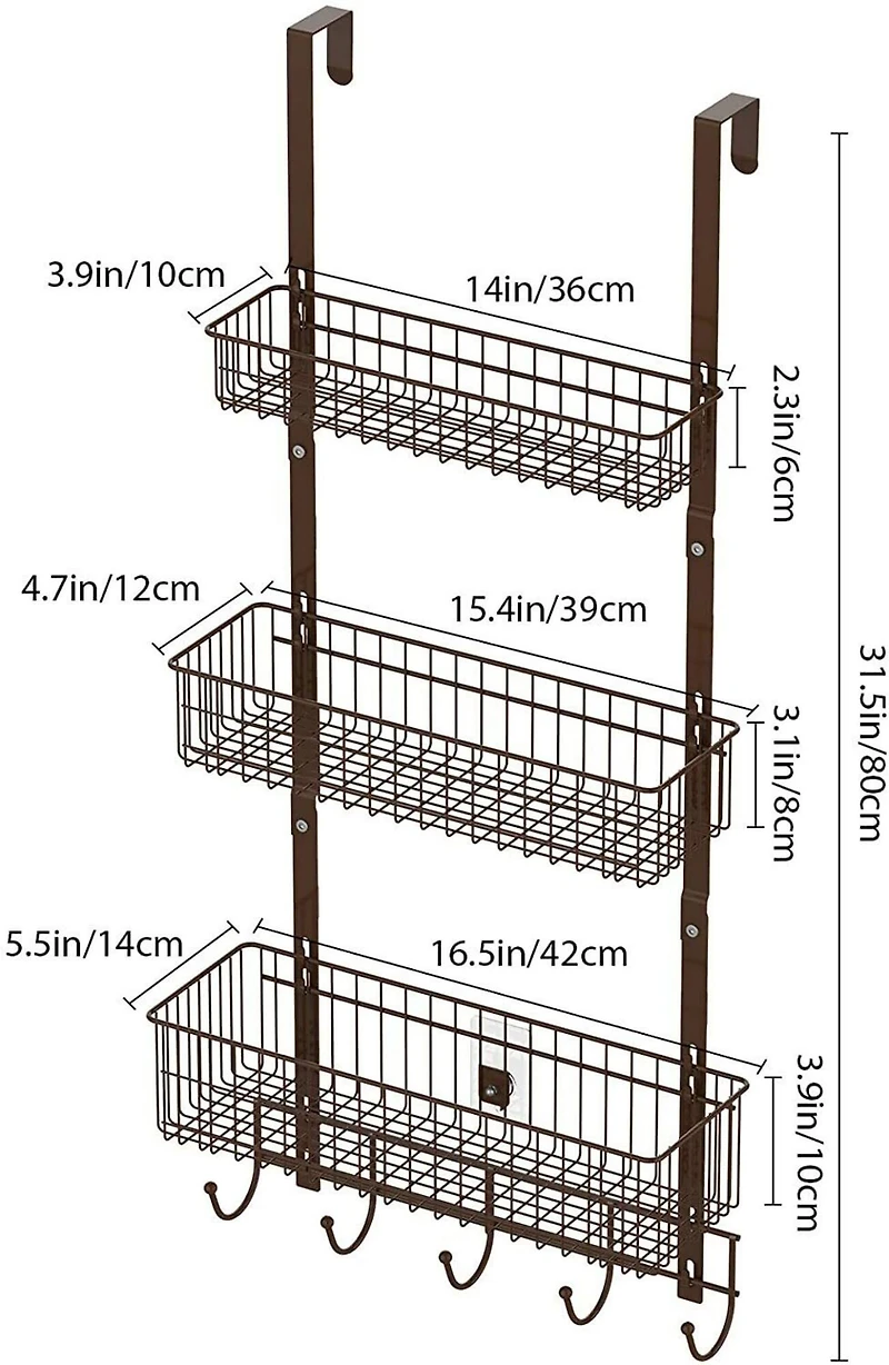 NEX™ Brown Over The Door Hanging Organizer Rack