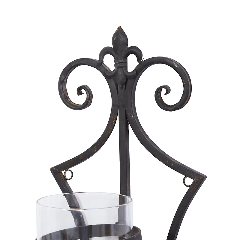 31" Black Iron Traditional Candle Wall Sconce